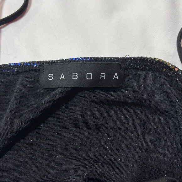 Sabora mini rouched dress glitter size small - Picture 5 of 8